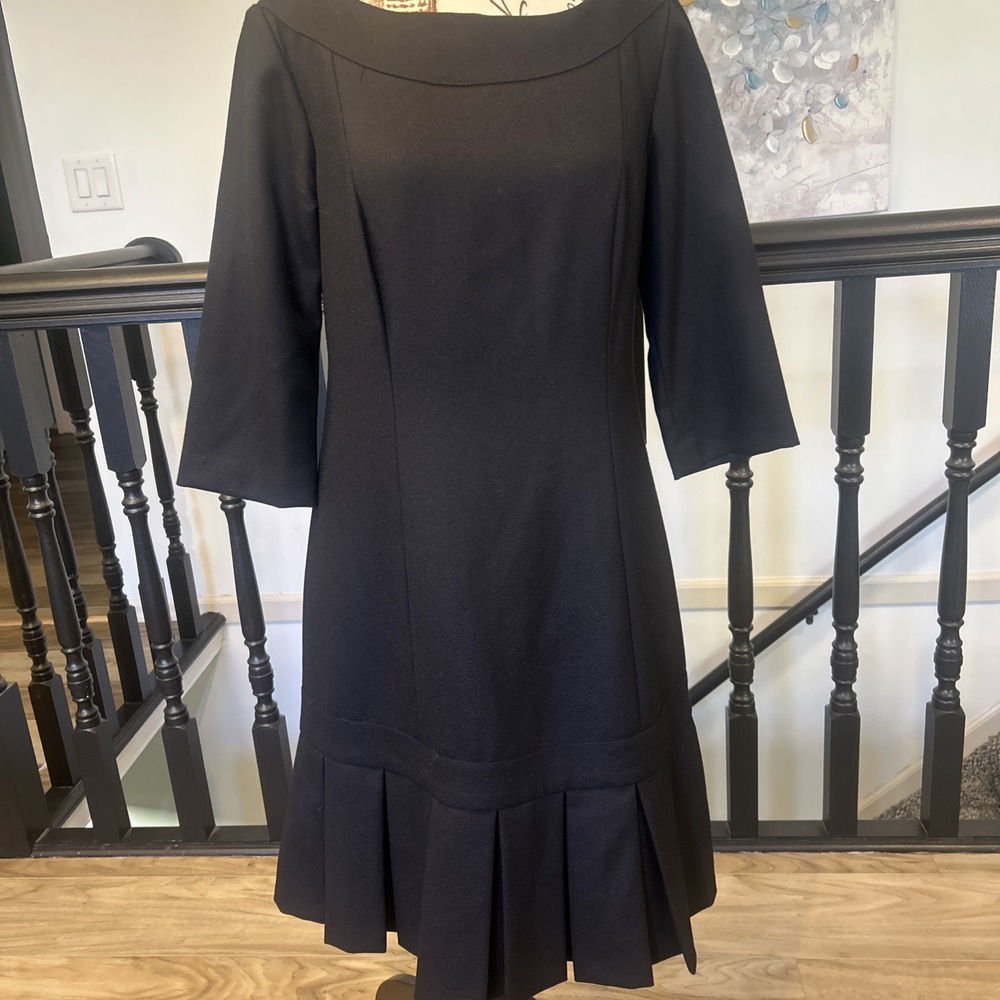Vintage Pendleton Pleated‎ Dress Size 6 Wool Silk Drop Waist Midi Career Office